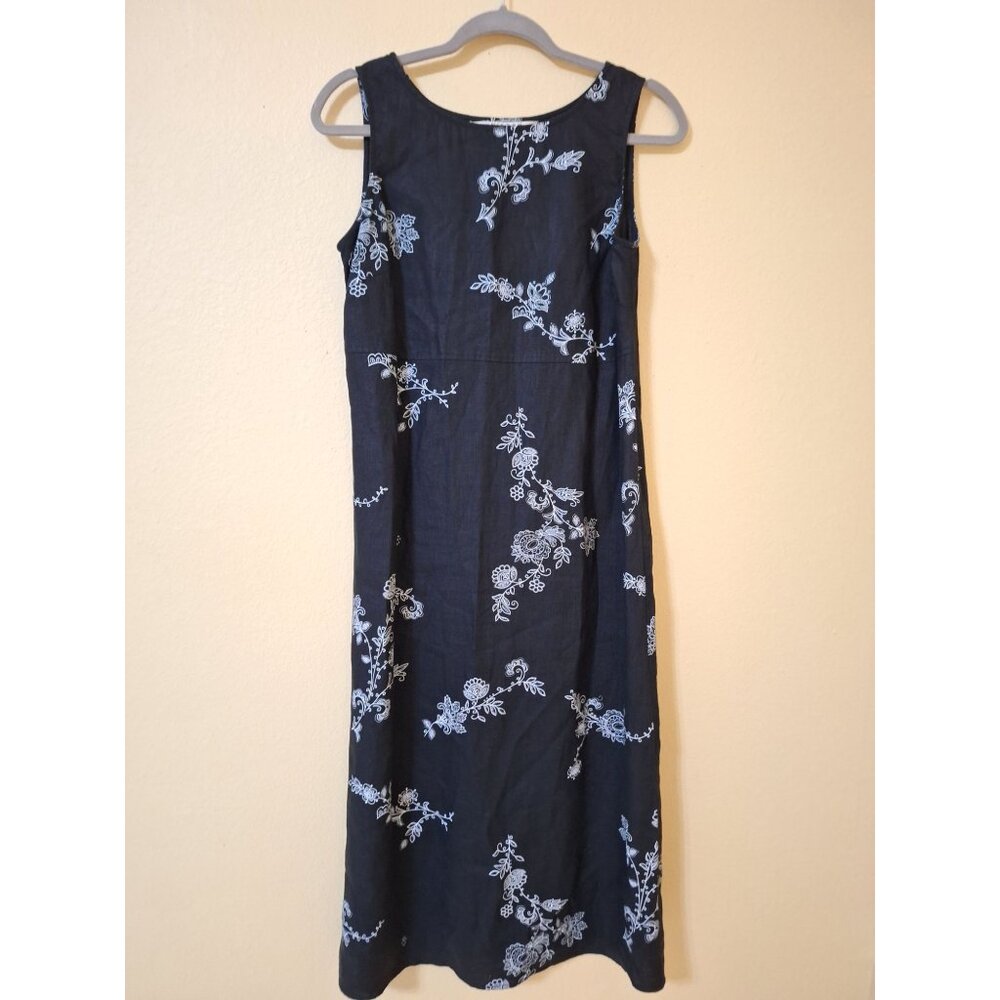 John Paul Richard Petite M Floral 100% Linen Summer Coastal Beachy Mature Island